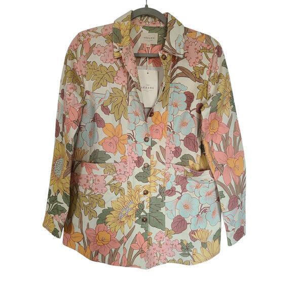 Sezane Will Jacket 70s Boho Multicolor Floral Size XS NWT - Picture 3 of 9